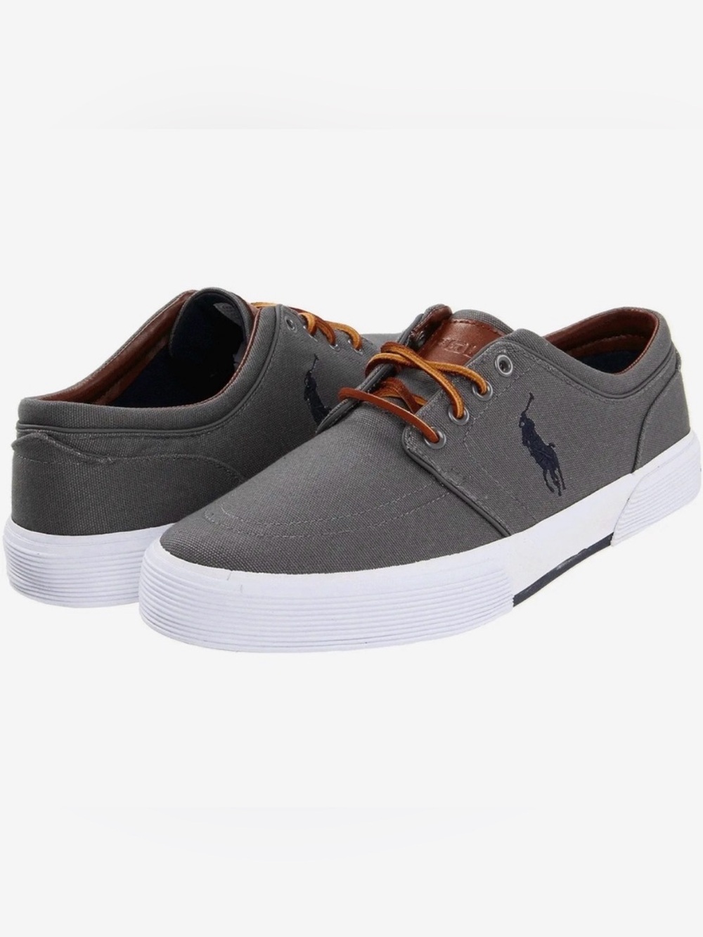 Polo by Ralph Lauren Gray Faxon Low Canvas Low-Top Sneakers with Navy Accents